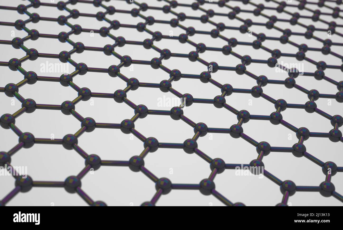 Grafene. Rendering 3D a celle di cristallo Foto Stock