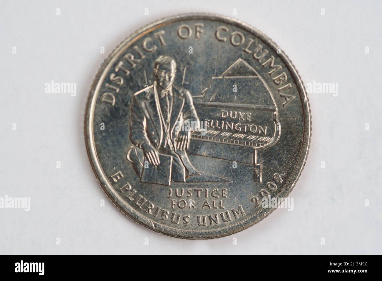Una moneta da un quarto di dollaro (25 centesimi) con l'immagine di District of Columbia (la capitale della nazione), USA. Foto Stock