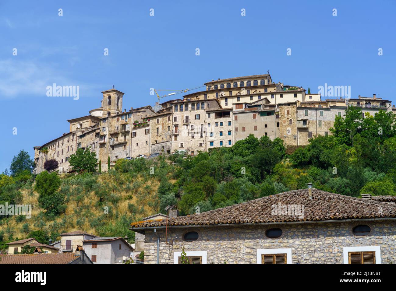 Veduta di Contigliano, centro storico in provincia di Rieti, Lazio, Italia Foto Stock