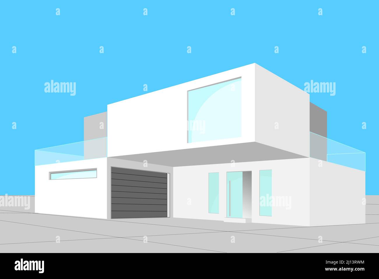 Schizzo architettonico di una moderna casa esclusiva. Costruzione prospettiva architettura sfondo. Illustrazione vettoriale Illustrazione Vettoriale
