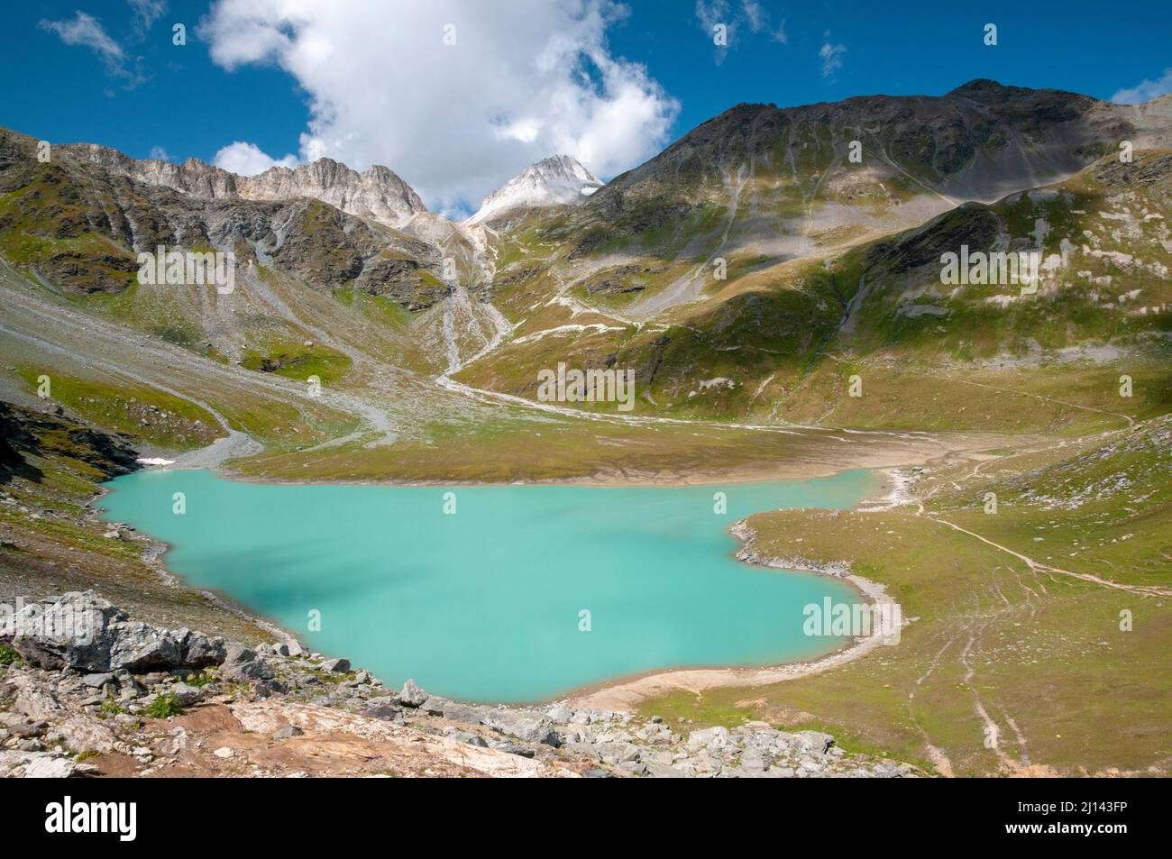 Lago Bianco (Lac Blanc), Parco Nazionale della Vanoise, Pralognan-la-Vanoise, Savoia (73), Auvergne-Rhone-Alpes, Francia Foto Stock