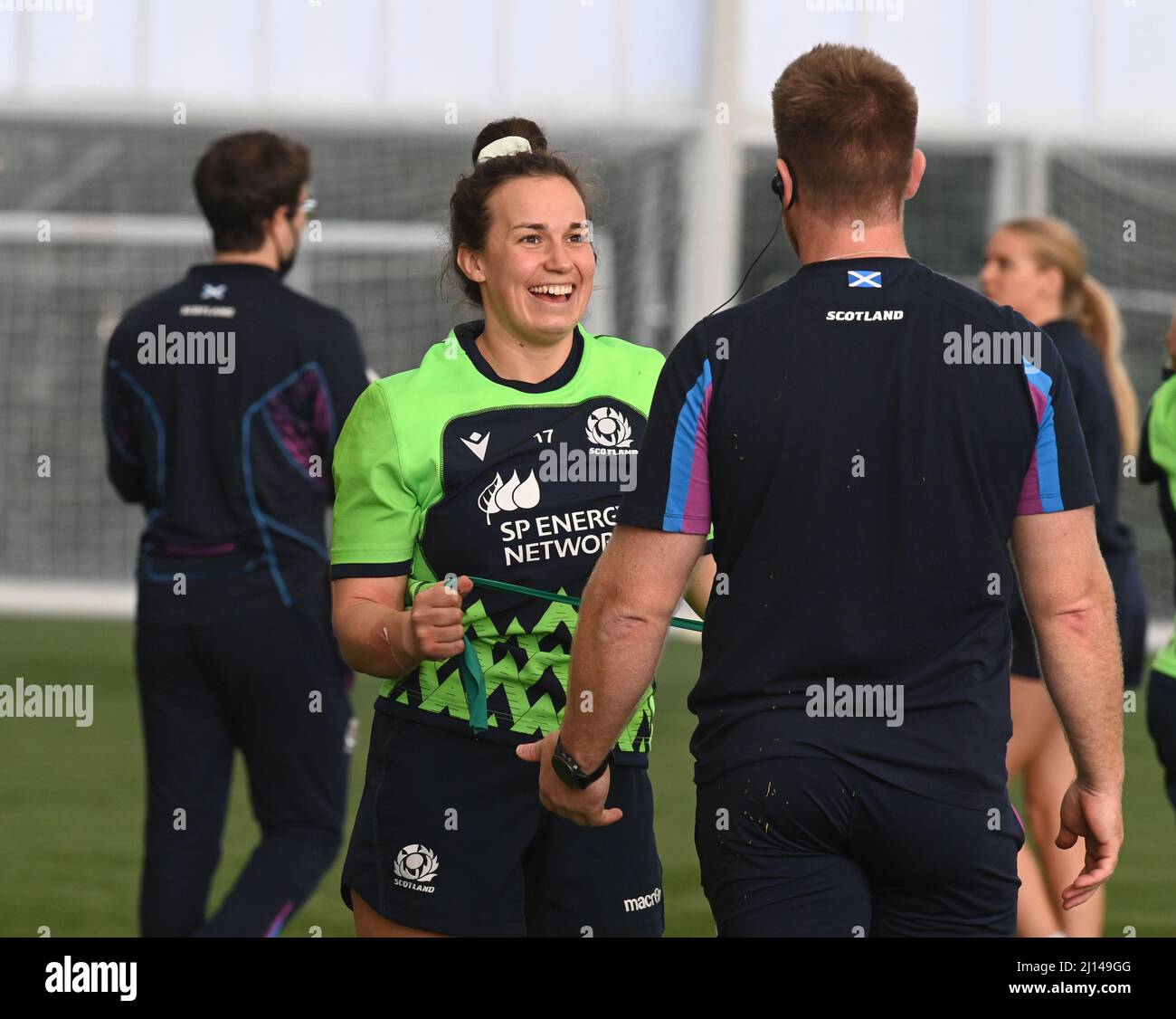 Oriam Sports Centre Edinburgh.Scotland.UK. 22nd marzo 22 .Scotland's Training Session for TikTok Women's Six Nations Rugby match vs Inghilterra . Scotland d Captain Rachel Malcolm Credit: eric mccowat/Alamy Live News Foto Stock
