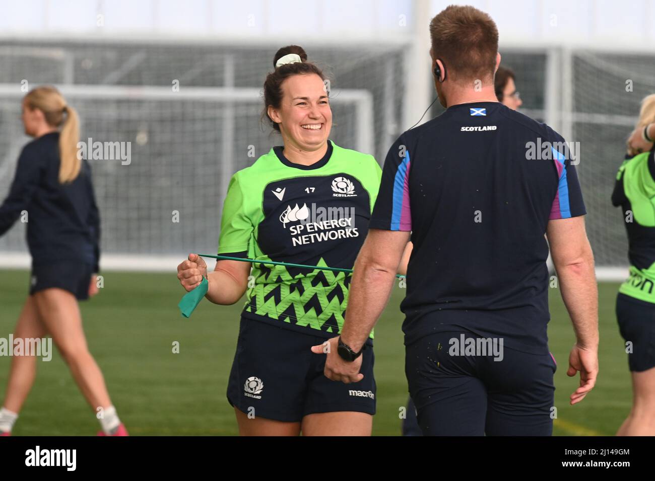 Oriam Sports Centre Edinburgh.Scotland.UK. 22nd marzo 22 .Scotland's Training Session for TikTok Women's Six Nations Rugby match vs Inghilterra . Scotland d Captain Rachel Malcolm Credit: eric mccowat/Alamy Live News Foto Stock