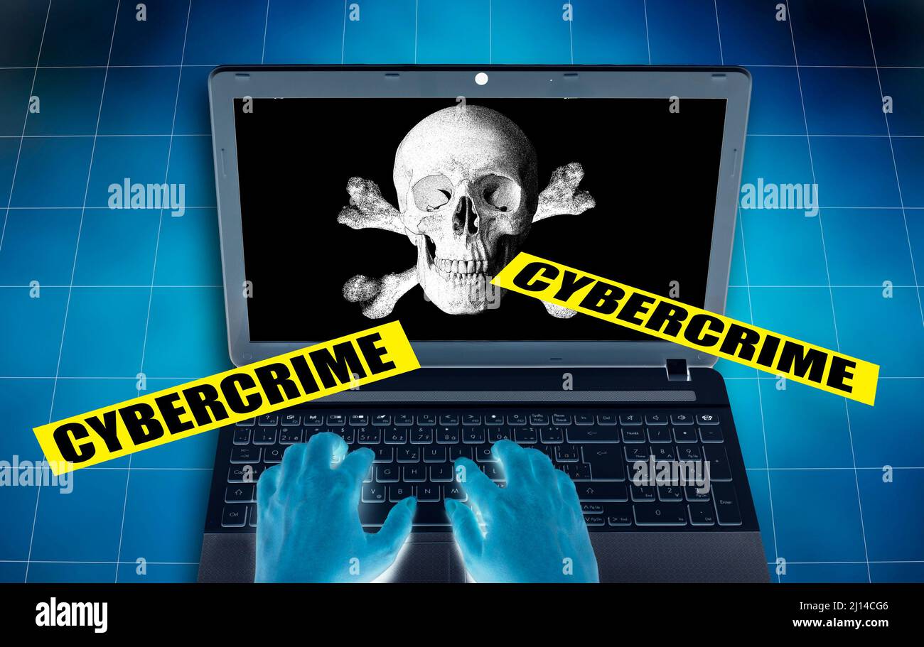 concetto di cybercrimine e attacco cibernetico mortale Foto Stock