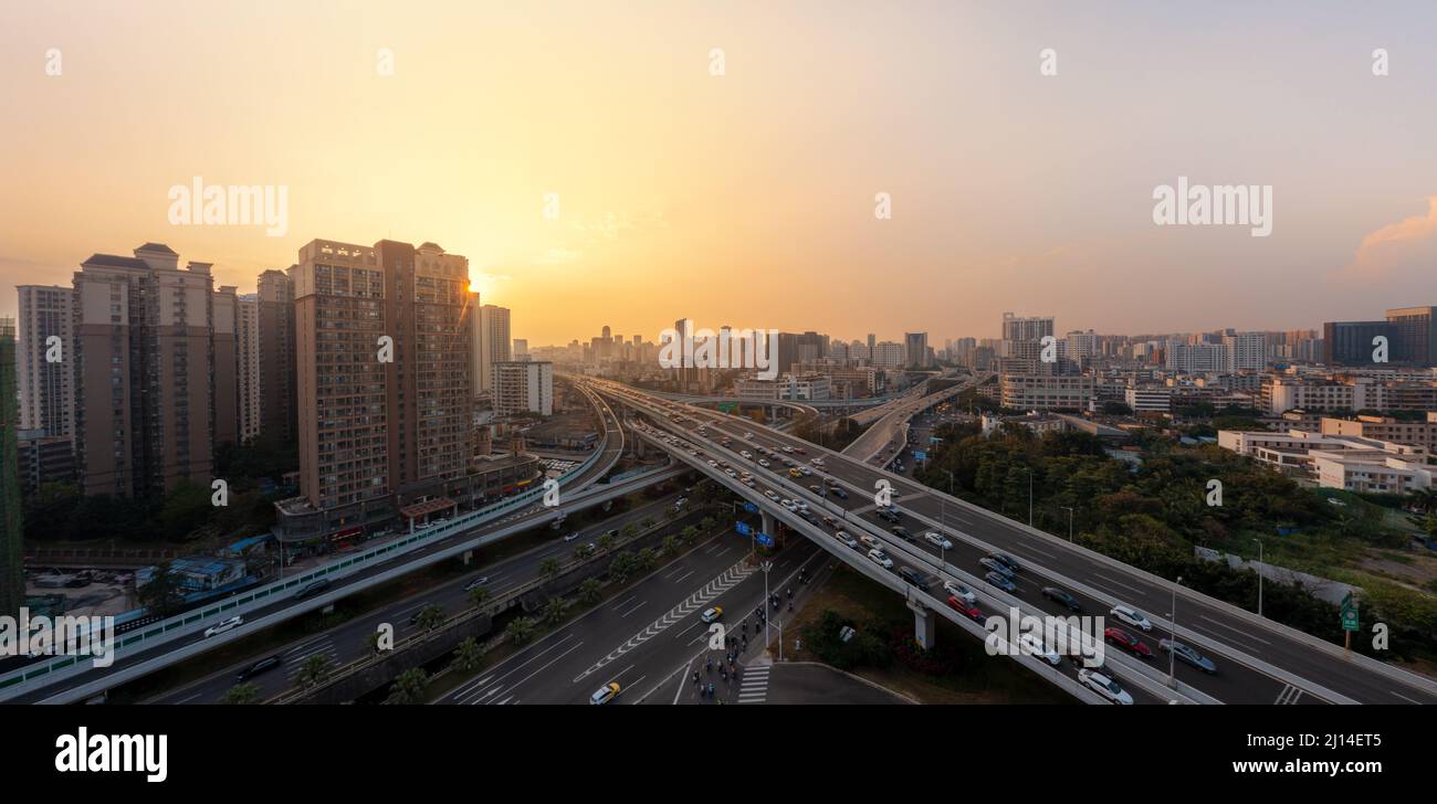 foto aerea del ponte sud di haikou all'alba Foto Stock