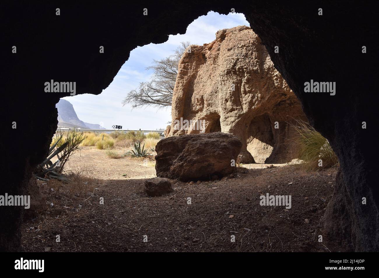 Cueva de las Cruces - antico insediamento rupestre situato nella provincia di Galdar, a nord-ovest di Gran Canaria Isole Canarie Spagna. Foto Stock