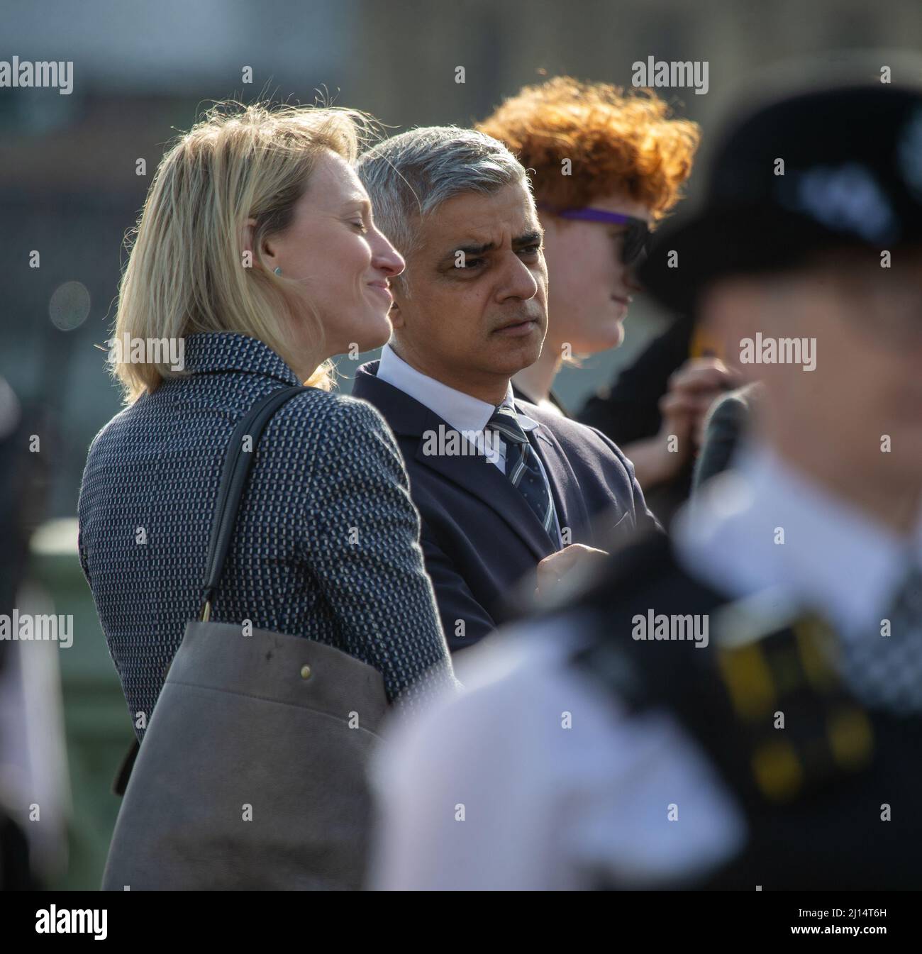 Londra, Inghilterra, Regno Unito. 22nd Mar 2022. Il sindaco di Londra SADIQ KHAN è visto alla cerimonia per 5th anni dell'attacco terroristico del Ponte di Westminster. (Credit Image: © Tayfun Salci/ZUMA Press Wire) Credit: ZUMA Press, Inc./Alamy Live News Foto Stock