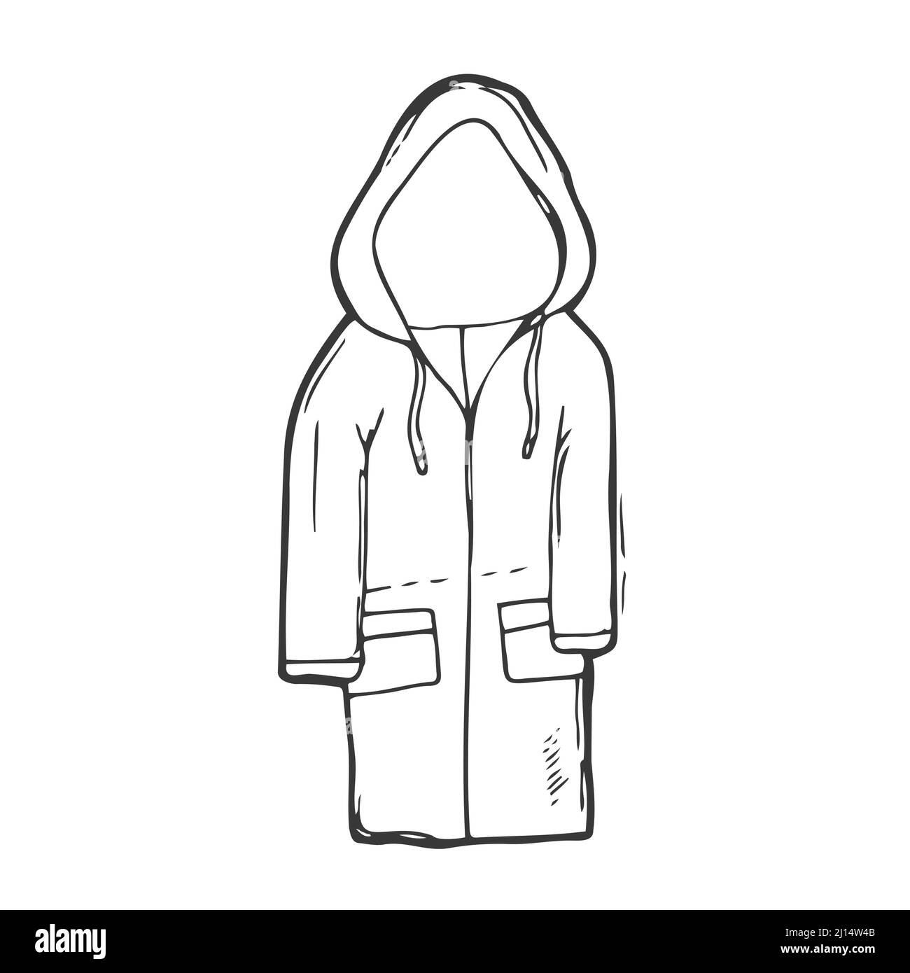 Doodle Rain coat in Vector. Cappotto di pescatore. Illustrazione Vettoriale
