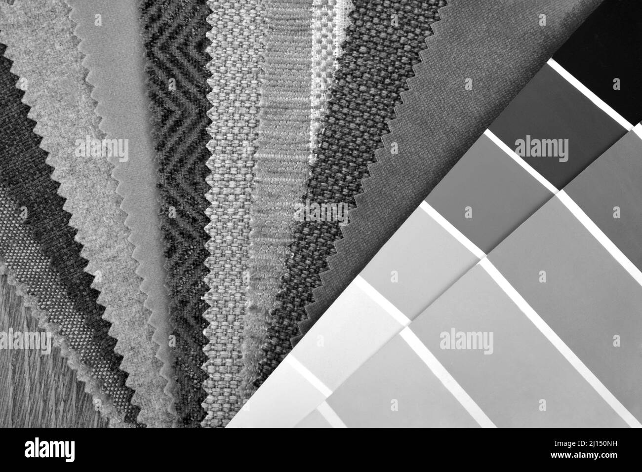 primo piano della gamma di tessuti per tappezzeria scelta per gli interni Foto Stock