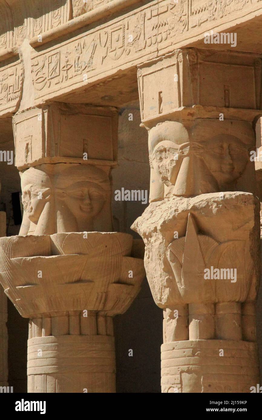 Tempio di Philae, Lago Nasser, nei pressi di Assuan, Egitto Foto Stock