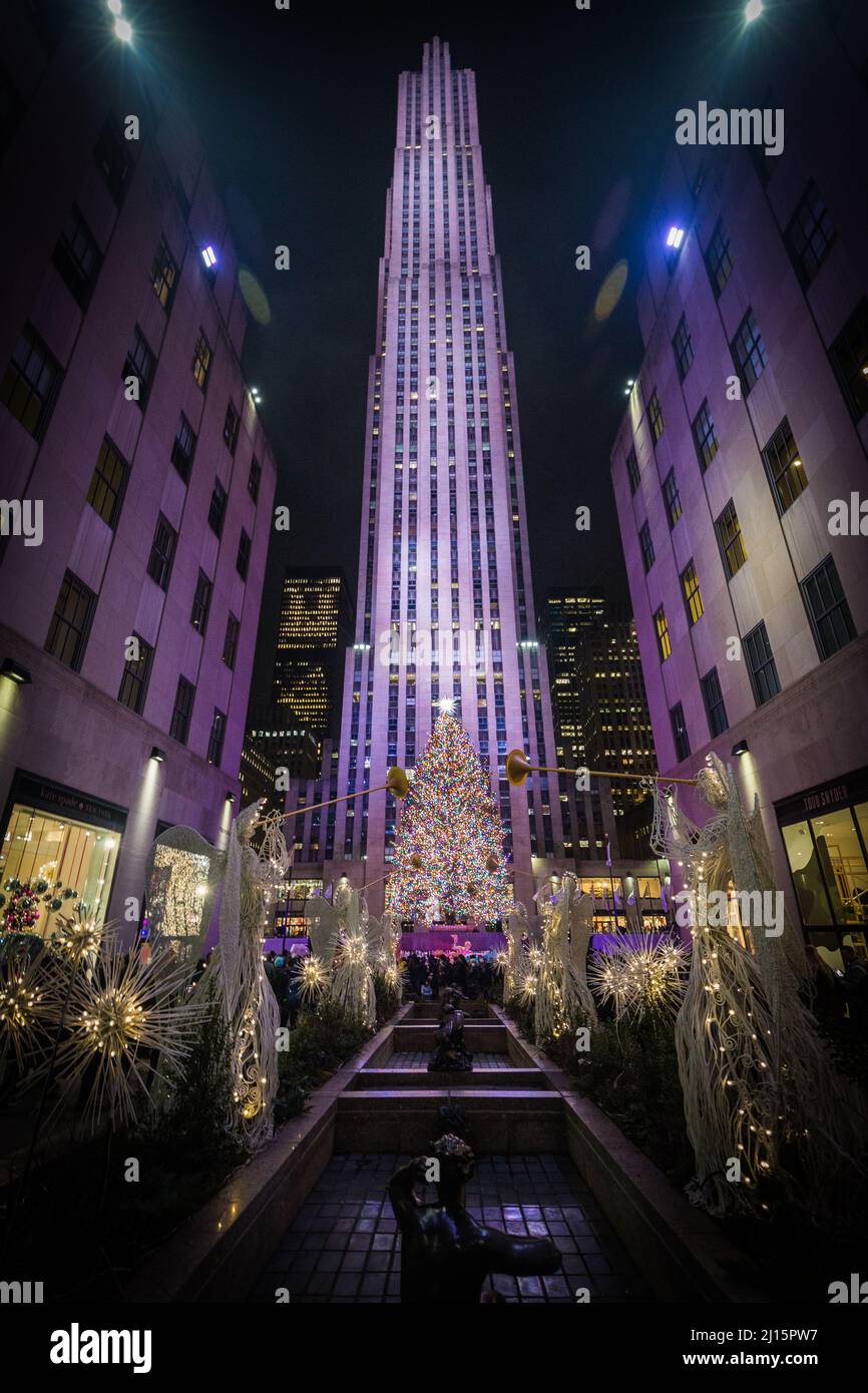 Il Rockefeller Center albero di Natale Foto Stock