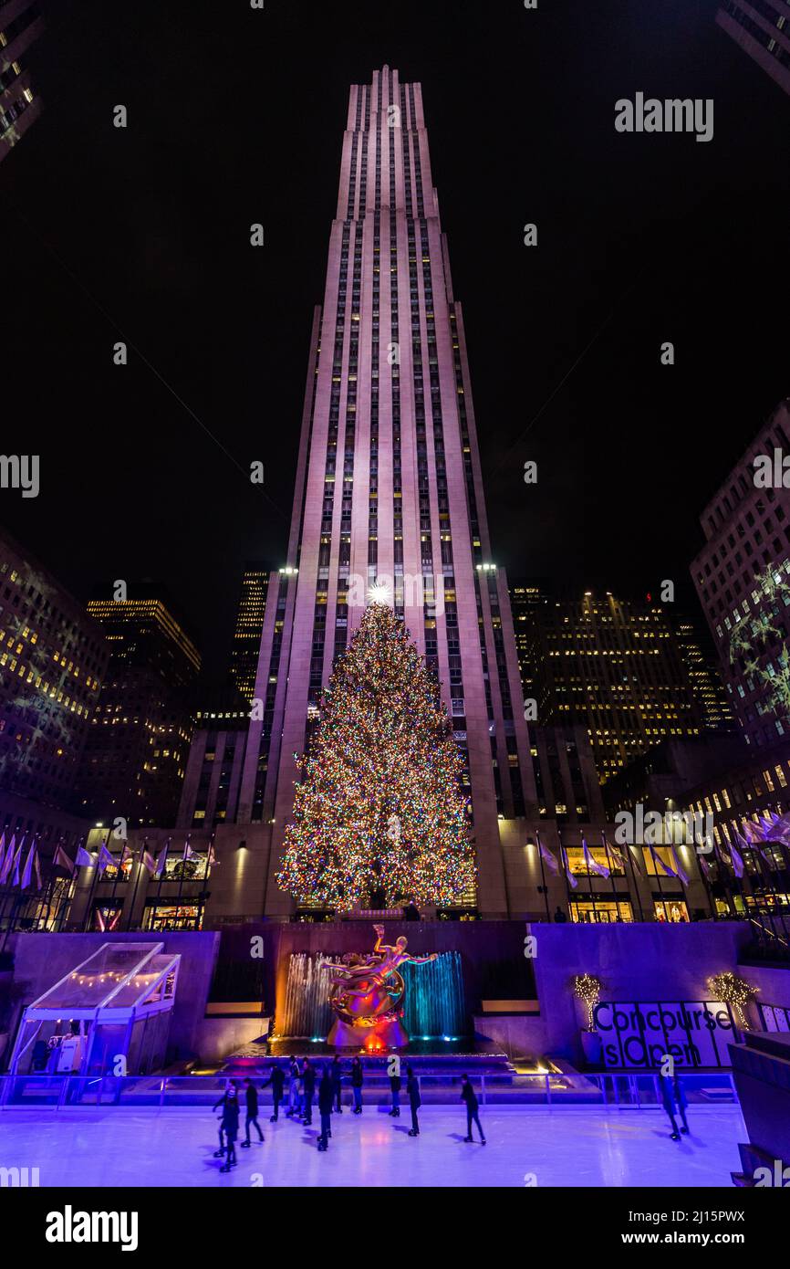 Il Rockefeller Center albero di Natale Foto Stock