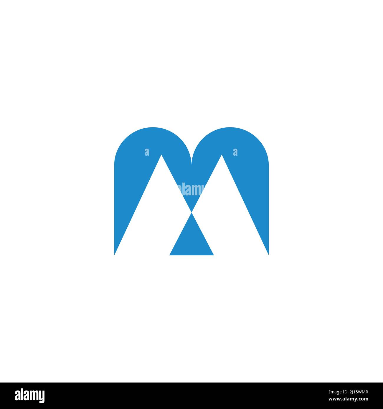 lettera m blu montagna negativo spazio vettore logo Illustrazione Vettoriale