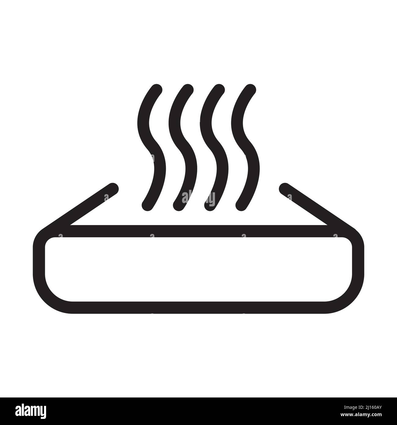Scaldare il vettore dell'icona del cibo. Preriscaldare nel cartello del  forno a microonde. Simbolo di riscaldamento con contenitore pasti e onde di  calore per il vostro sito web design, logo, app, UI.