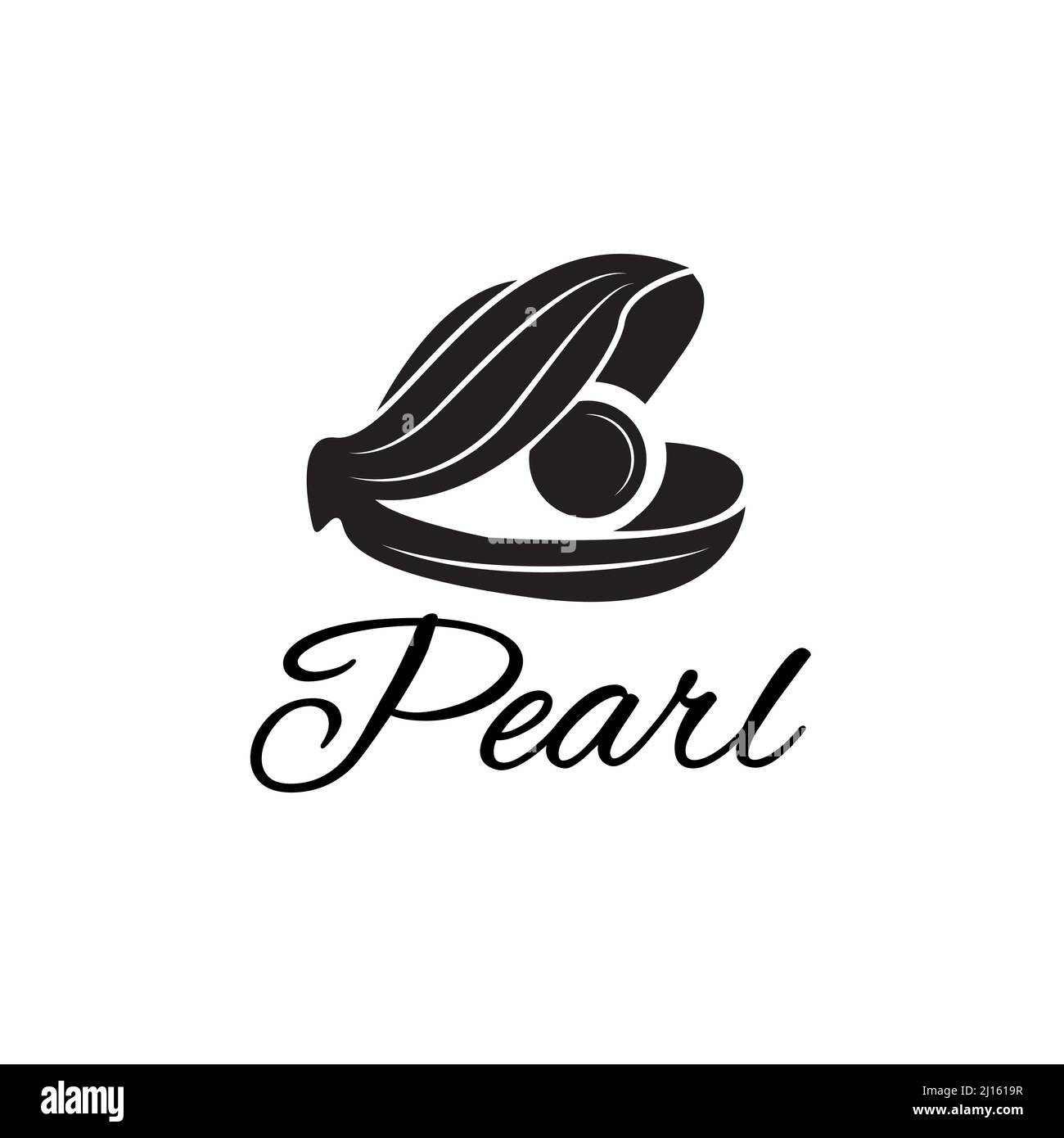Logo Pearl Shell per piccole aziende, Logo Branding, Pearl, Gem, Gioielli, Decorazione nautica. Illustrazione vettoriale. Illustrazione Vettoriale