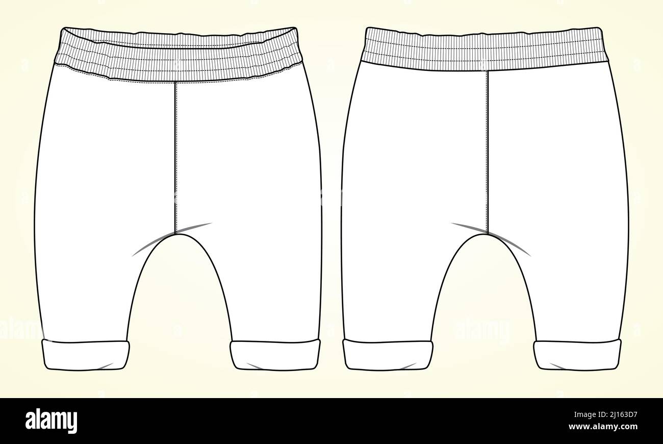 Pantaloni Sweatpants modello di illustrazione vettoriale di disegno piatto di moda per bambini. Illustrazione Vettoriale