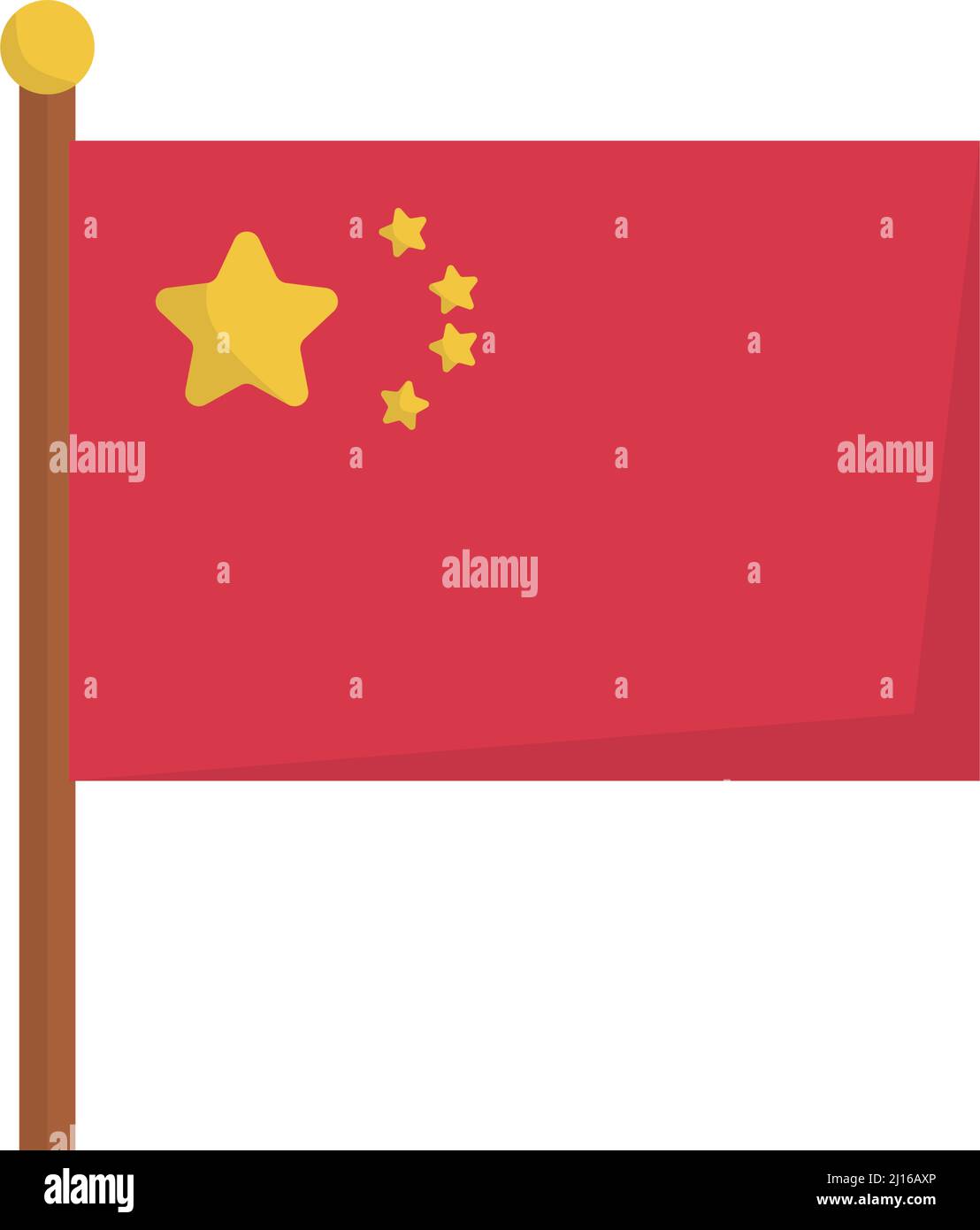 Bandiera cinese e palo. Vettori modificabili. Illustrazione Vettoriale