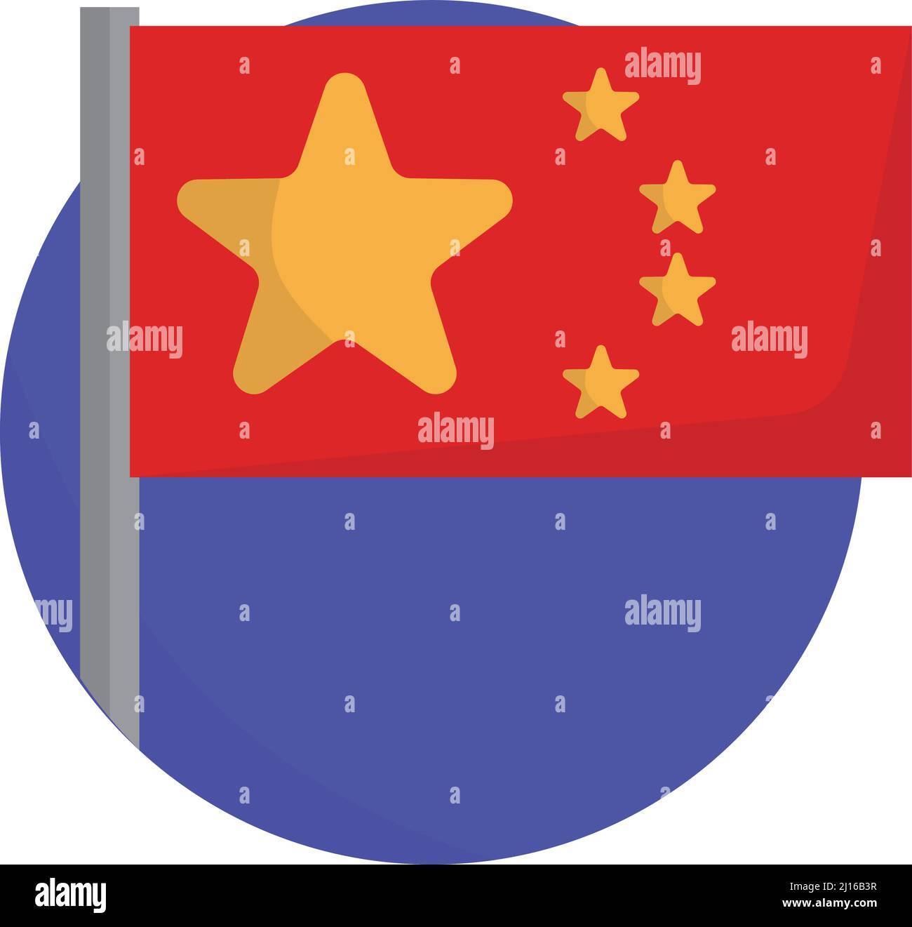 Bandiera cinese moderna. Bandiera nazionale cinese. Vettori modificabili. Illustrazione Vettoriale
