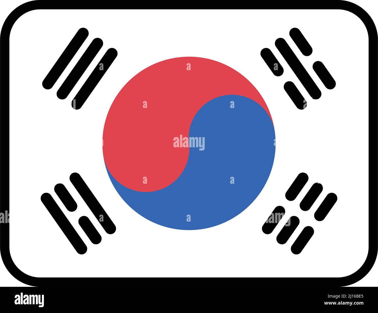 Bandiera coreana moderna. Vettori modificabili. Illustrazione Vettoriale