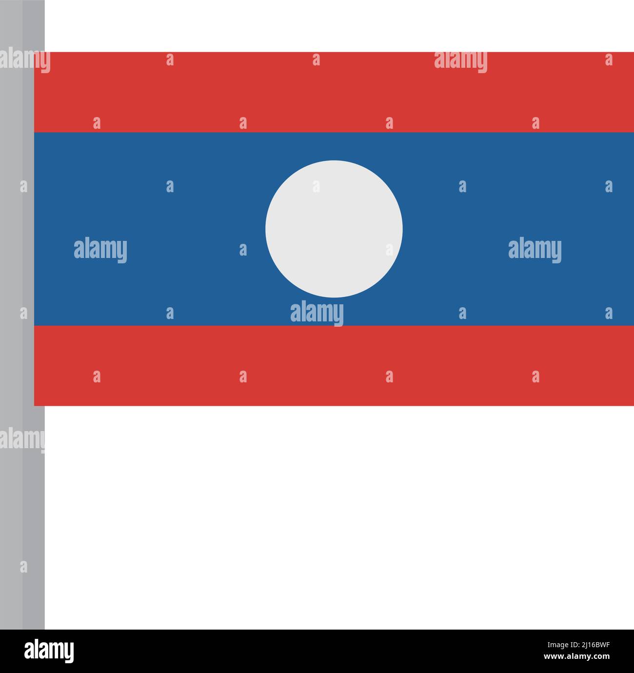 Bandiera e palo del Laos. Vettori modificabili. Illustrazione Vettoriale
