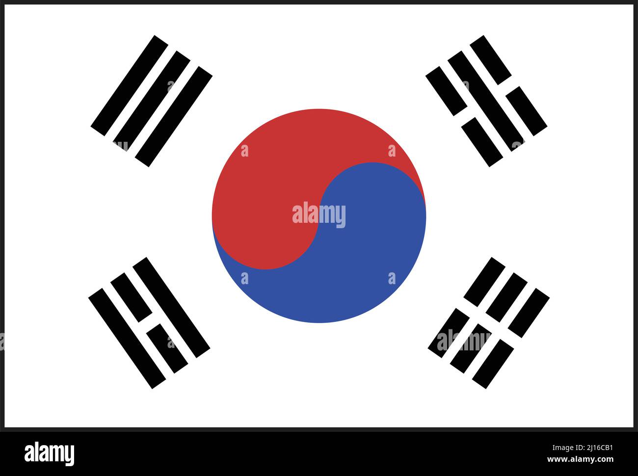 La bandiera della Corea. Un paese dell'Asia orientale. Vettore modificabile. Illustrazione Vettoriale