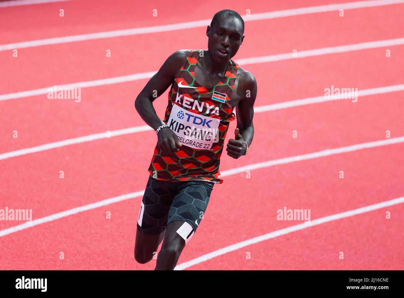 Belgrado, Serbia, 19th marzo 2022. Abel Kipsang del Kenya compete durante i Campionati mondiali di atletica indoor Belgrado 2022 - Conferenza stampa a Belgrado, Serbia. Marzo 19, 2022. Credit: Nikola Krstic/Alamy Foto Stock