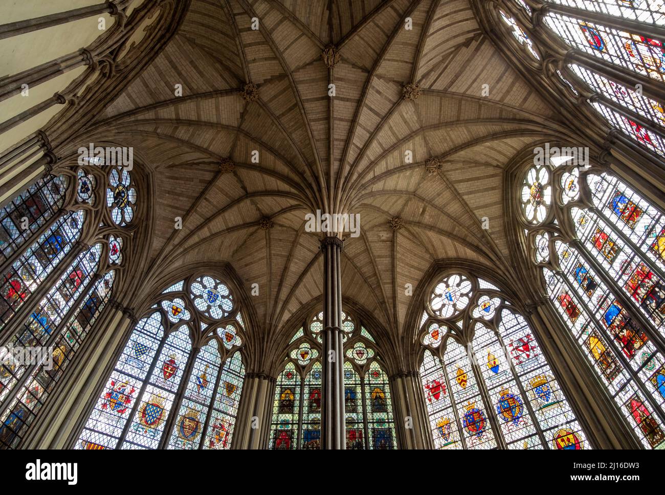 Londra, Abbazia di Westminster, Chapter House, Kapitelsaal, Sterngewölbe , St., Sankt, Saint Foto Stock