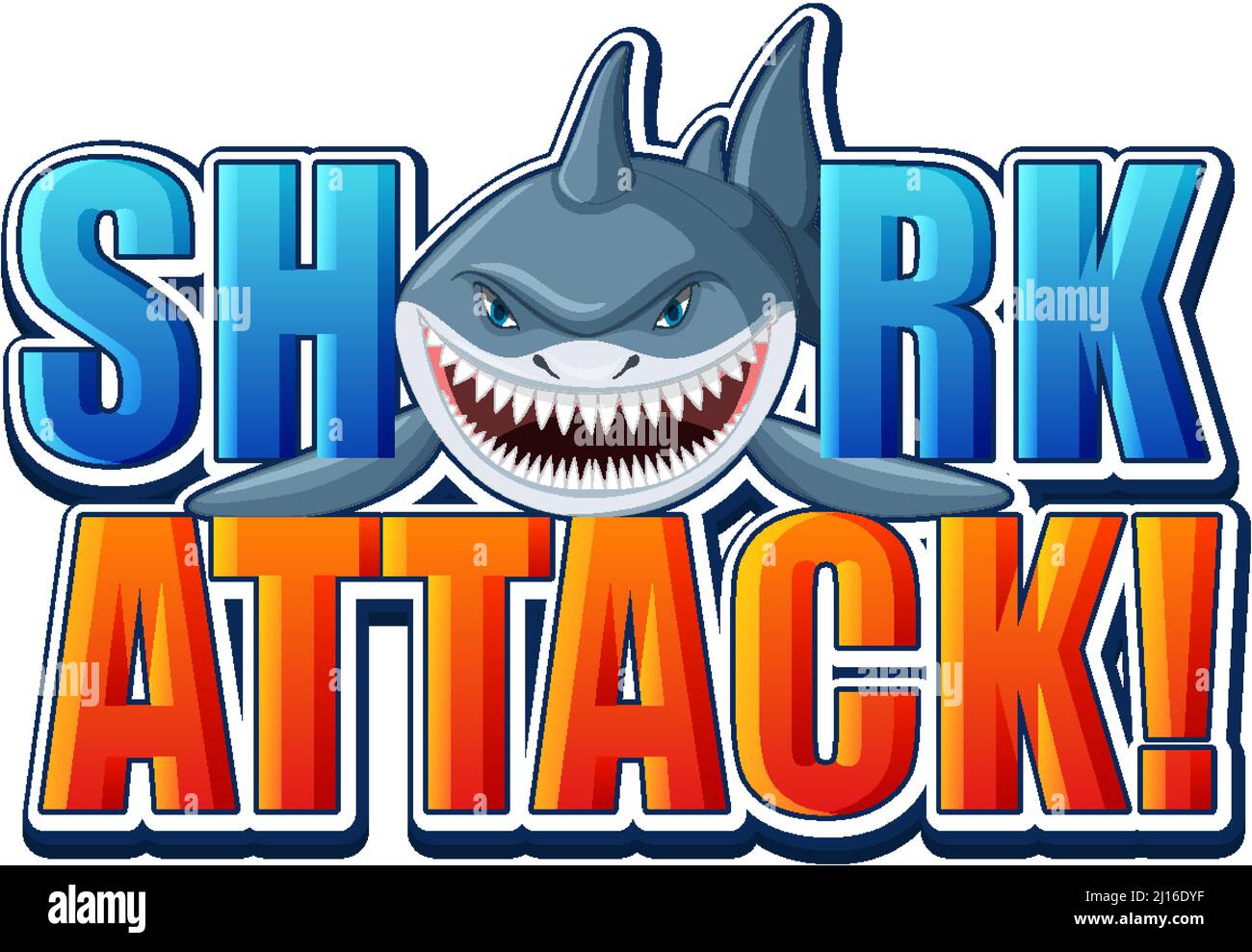 Logo del font Shark Attack con illustrazione dello squalo aggressivo nei cartoni  animati Immagine e Vettoriale - Alamy