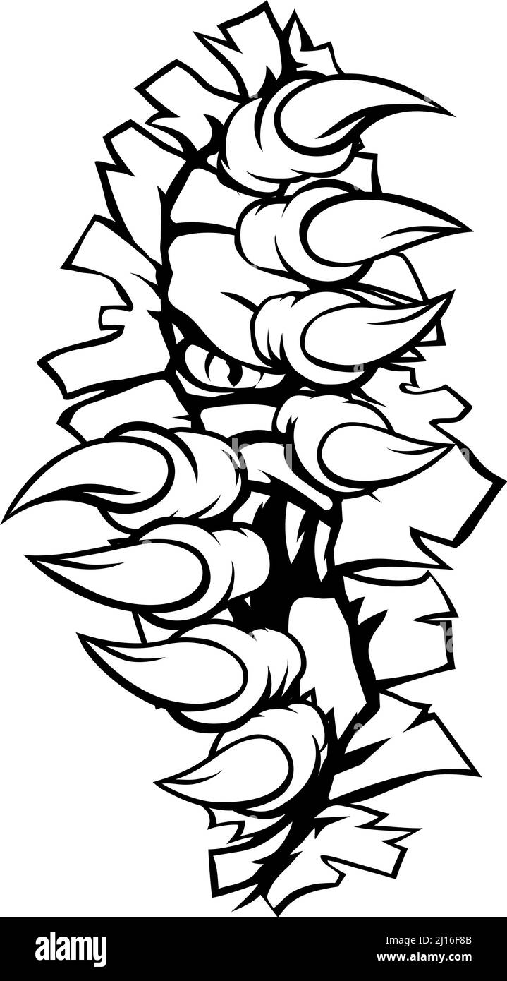 Mostro con Talon Claw che strappare UNA lacuna attraverso Wall Illustrazione Vettoriale