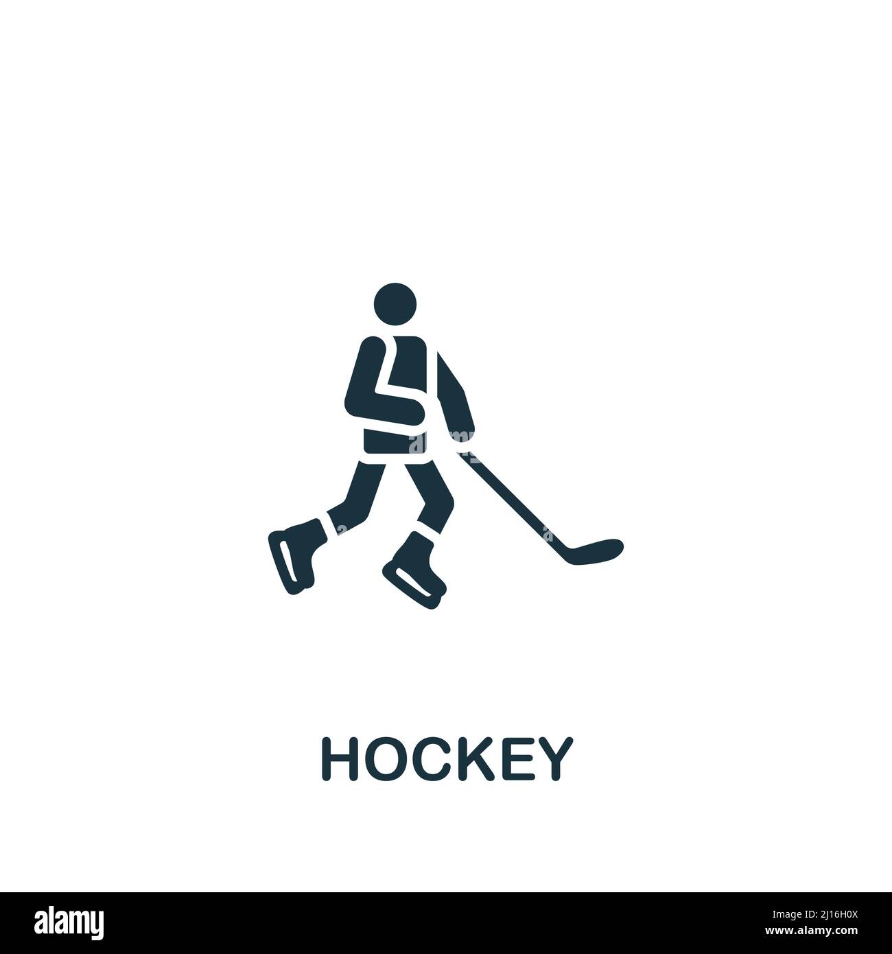 Icona Hockey. Icona semplice monocromatica per modelli, web design e infografiche Illustrazione Vettoriale