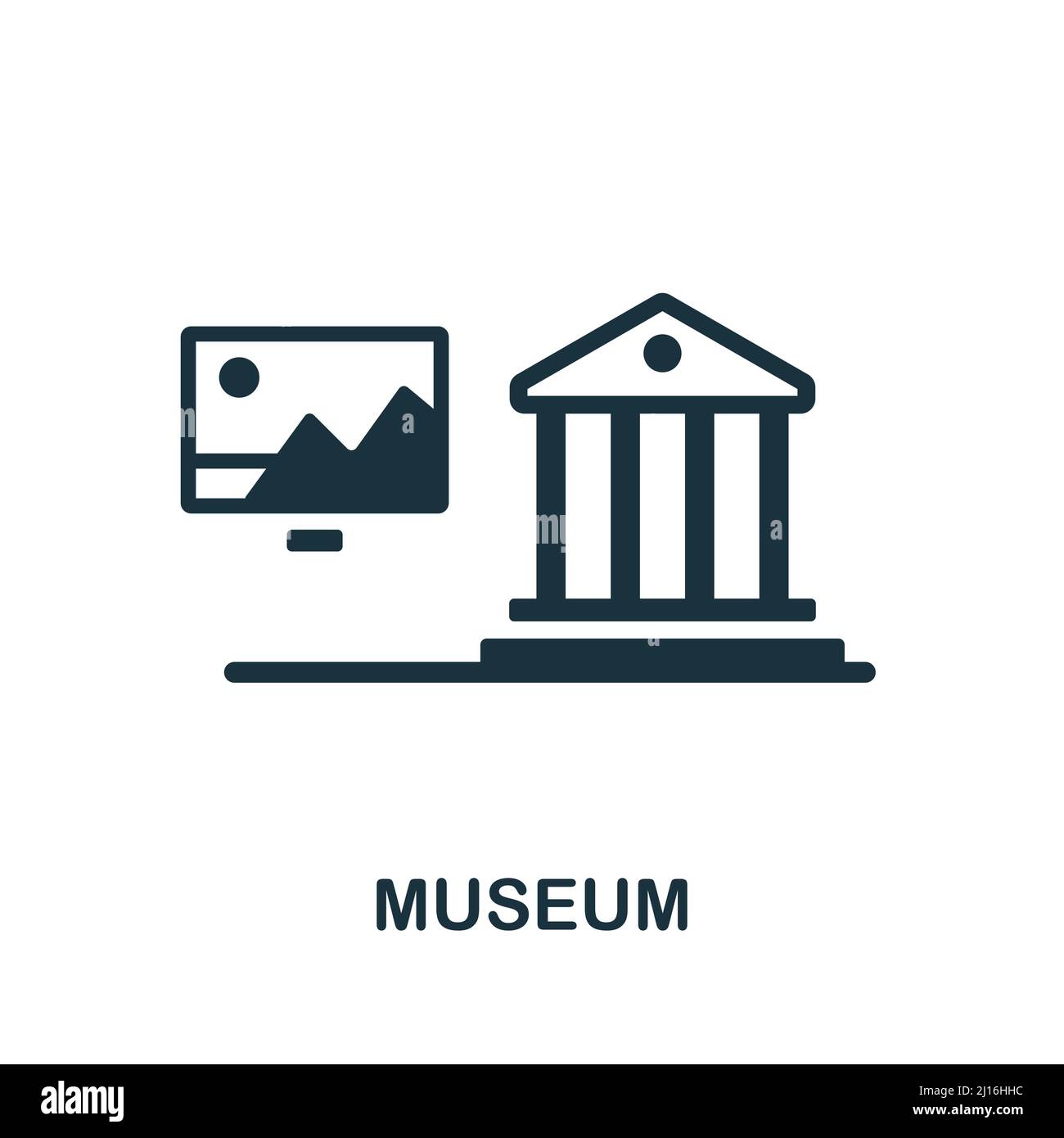 Icona del museo. Icona monocromatica Simple Museum per modelli, web design e infografiche Illustrazione Vettoriale