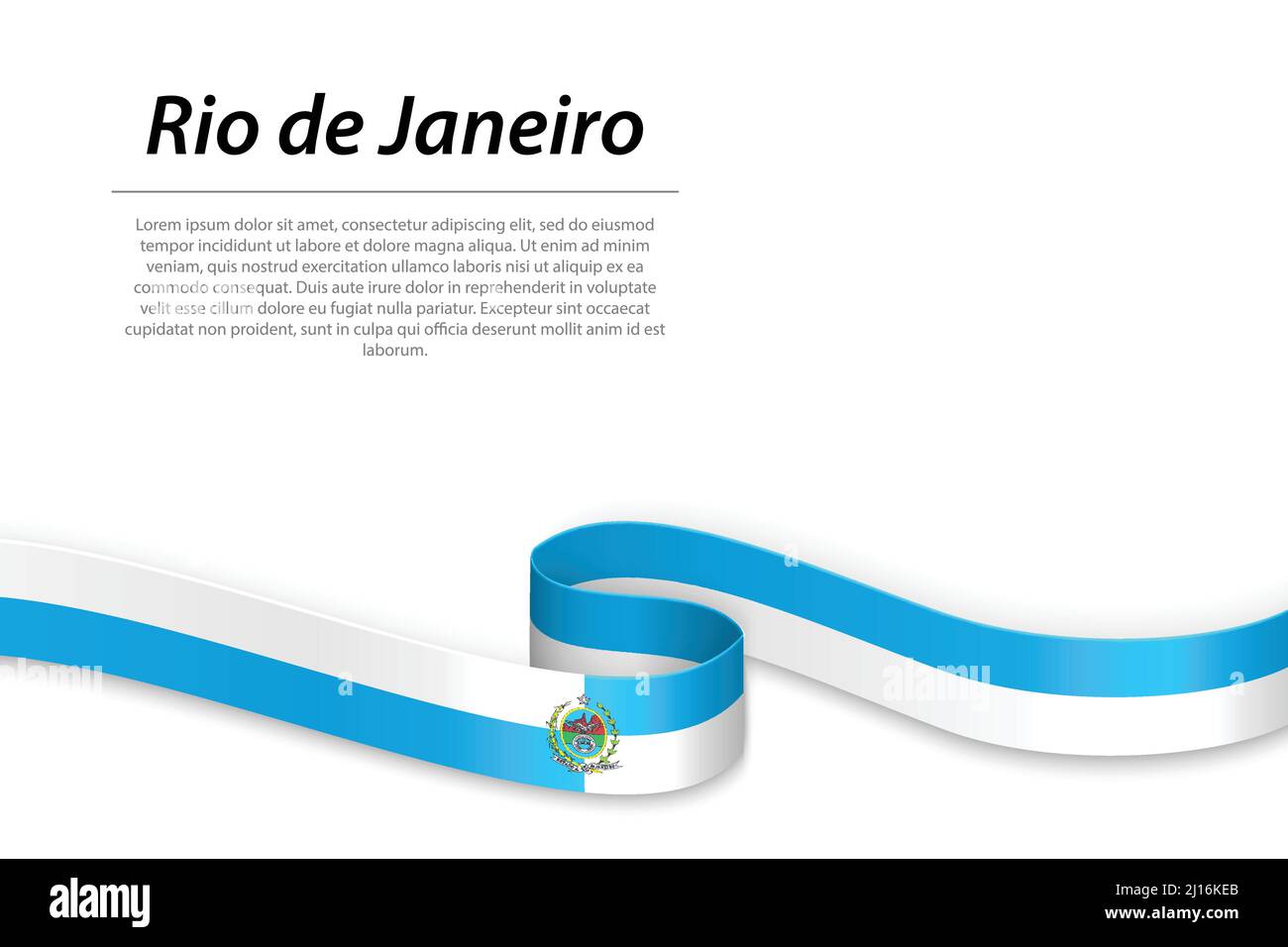 Il nastro ondulato o la bandiera con la bandiera di Rio de Janeiro è uno stato del Brasile Illustrazione Vettoriale