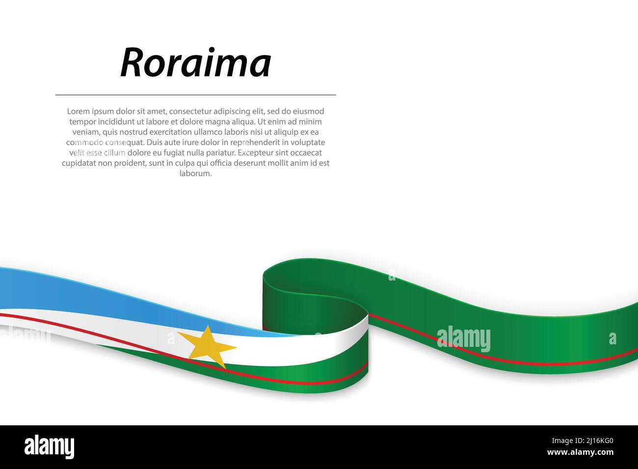 Nastro ondulato o bandiera con bandiera di Roraima è uno stato del Brasile Illustrazione Vettoriale