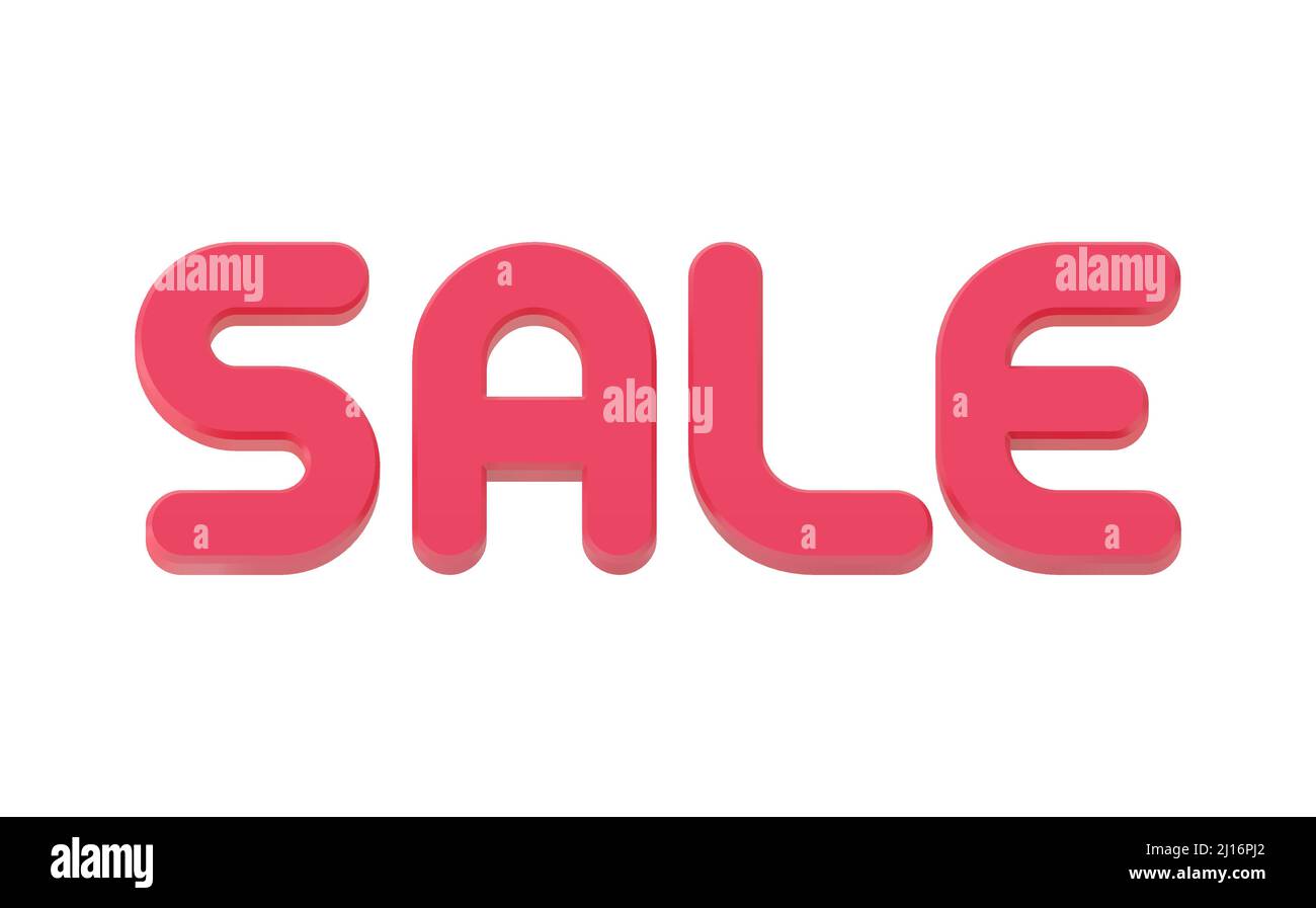 3d illustrazione vendita parola banner su sfondo bianco. Lettere volumetriche dell'offerta speciale vantaggiosa con la mongolfiera di shopping percentuale allegata. Succesfu Illustrazione Vettoriale