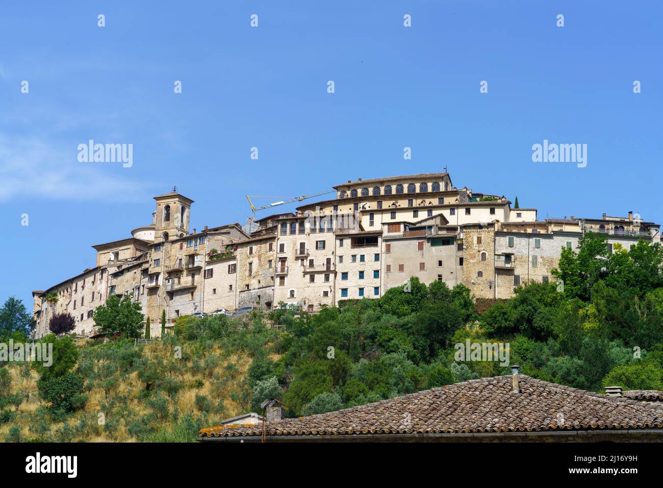 Veduta di Contigliano, centro storico in provincia di Rieti, Lazio, Italia Foto Stock