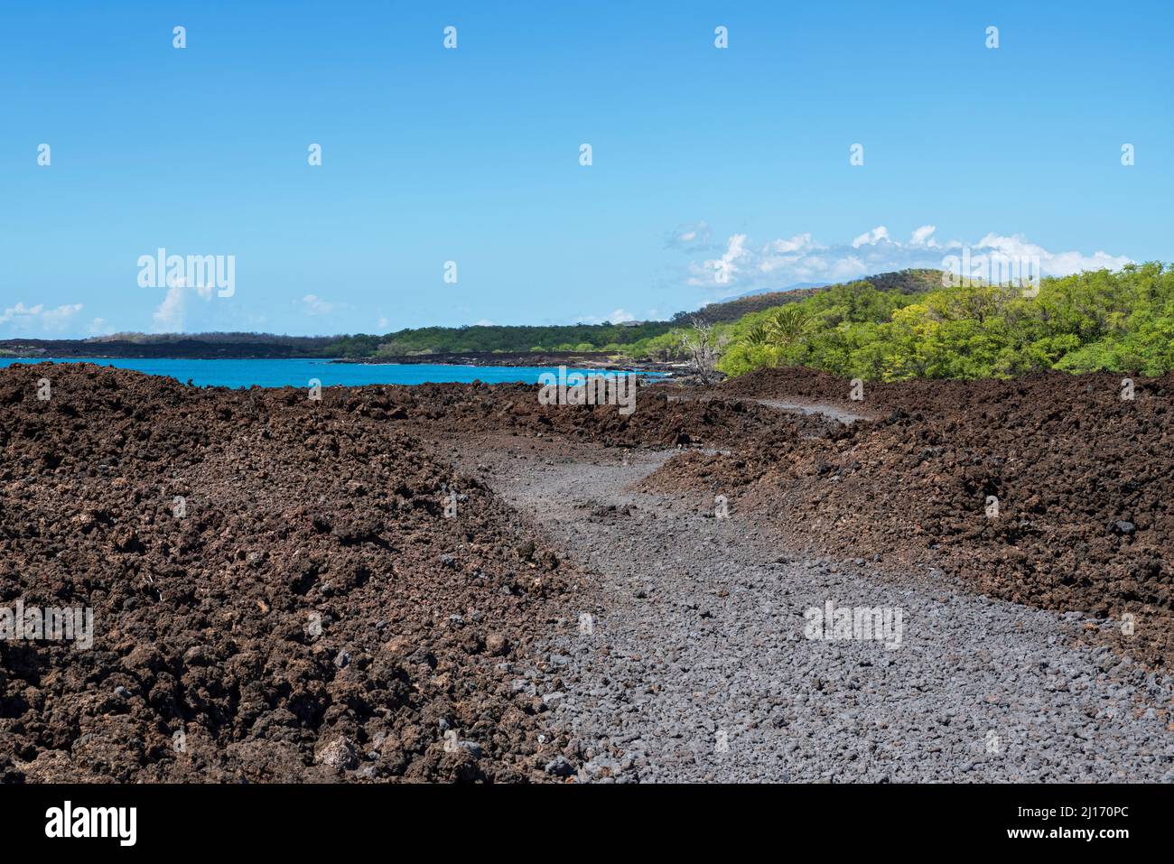 percorso hoapili attraverso il campo di lava al largo della baia di la perouse di maui meridionale Foto Stock