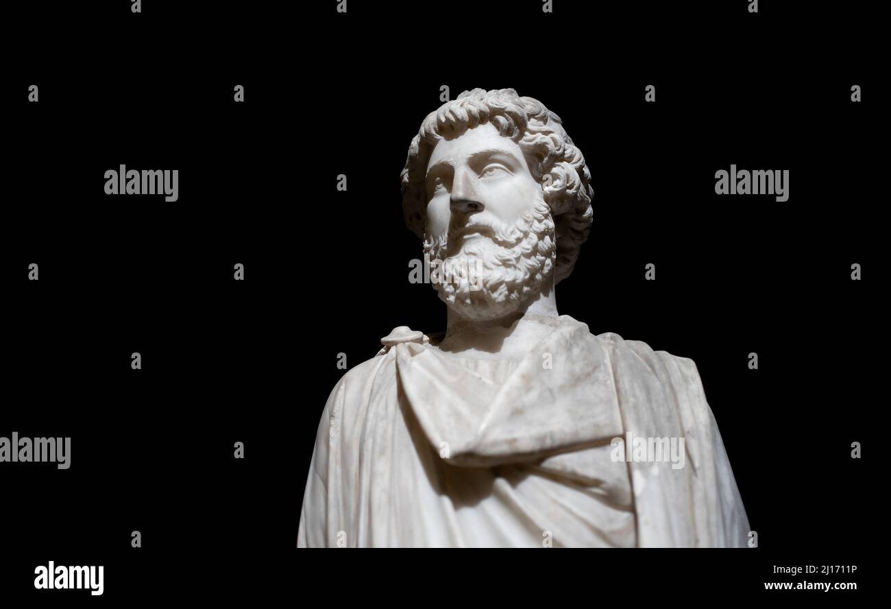 Statua dell'imperatore Marco Aurelio, epoca romana. Museo Archeologico di Istanbul, Turchia. Foto Stock