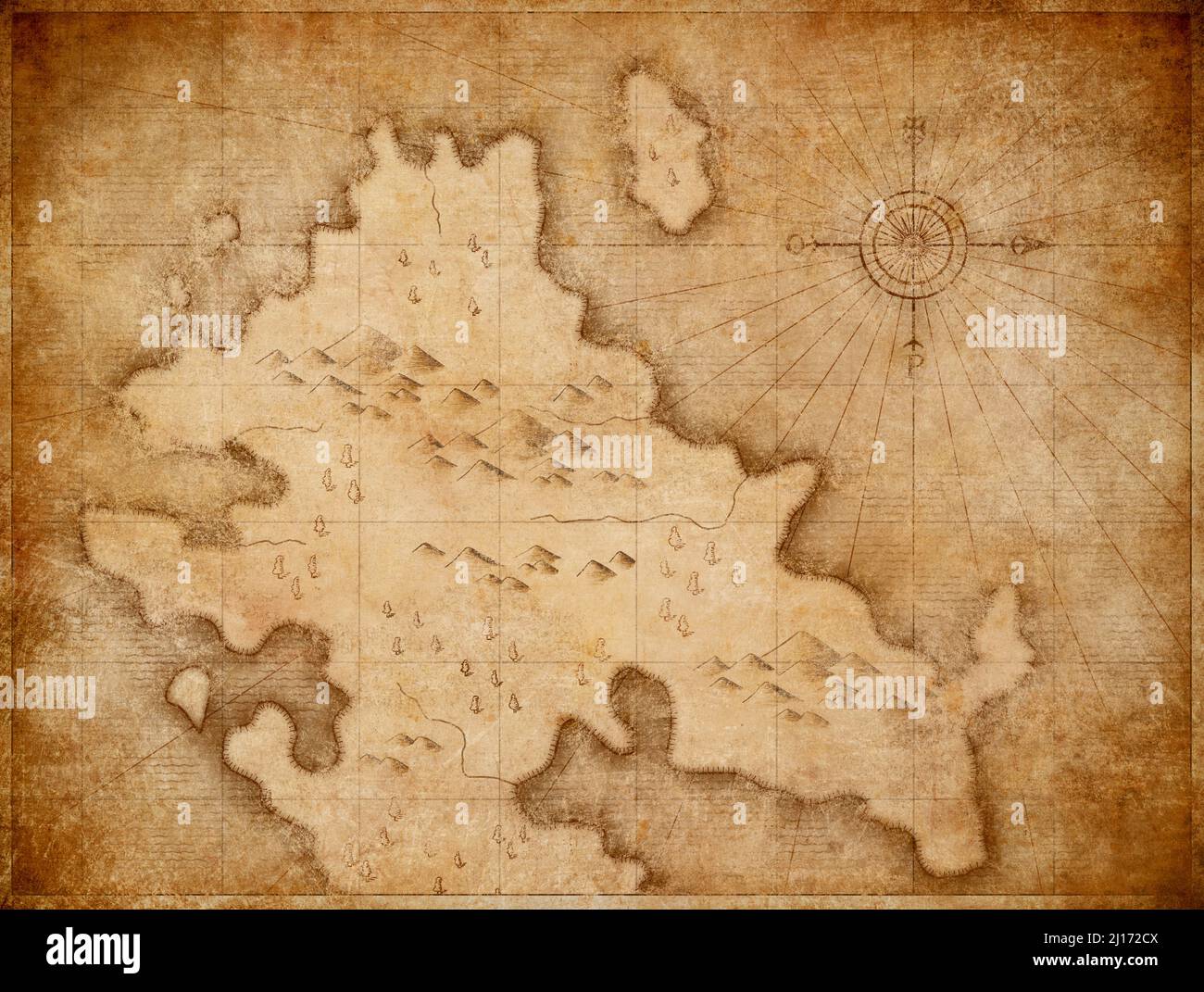 mappa medievale dei pirati nautici con sfondo di tesori nascosti Foto Stock