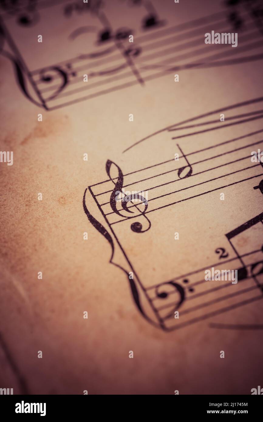 Sfondo dei fogli di musica vintage Foto Stock