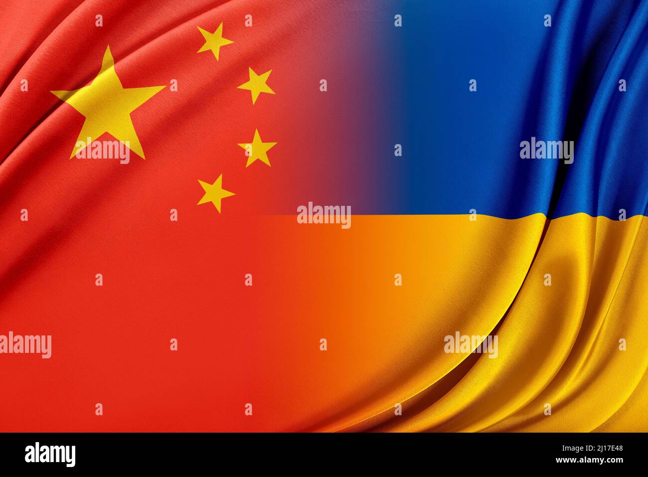 Bandiera dell'Ucraina e bandiera dell'Unione europea. Foto Stock