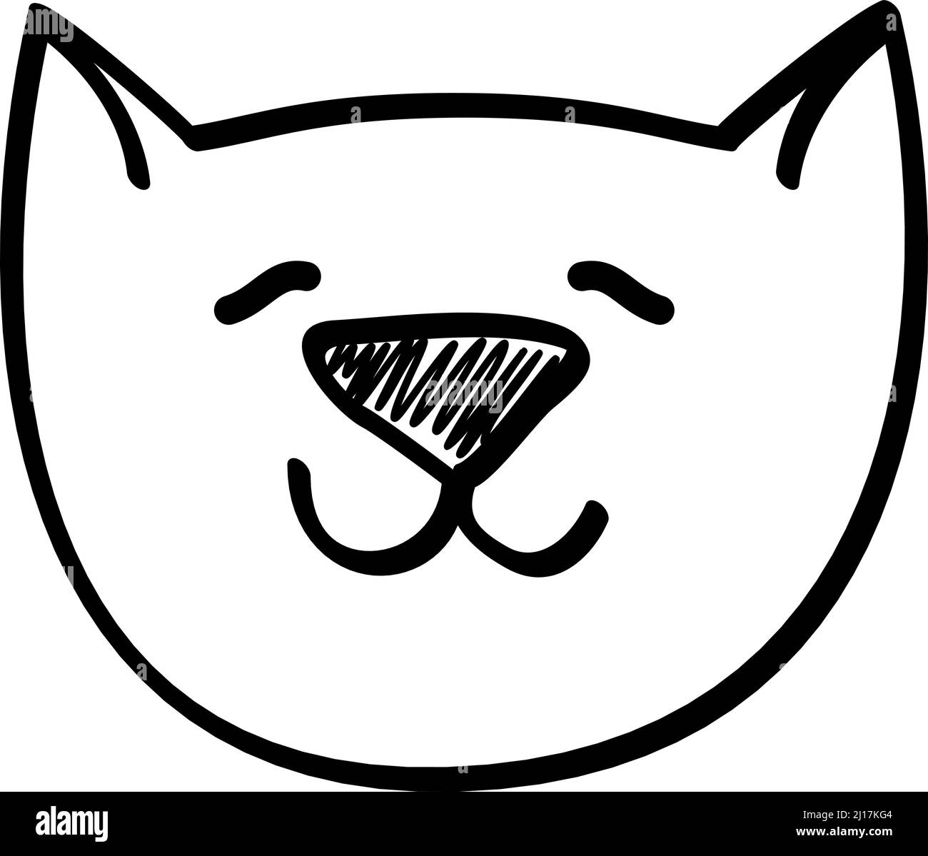 Ritratto di gatto sorridente. Cute faccia animale felice Illustrazione Vettoriale