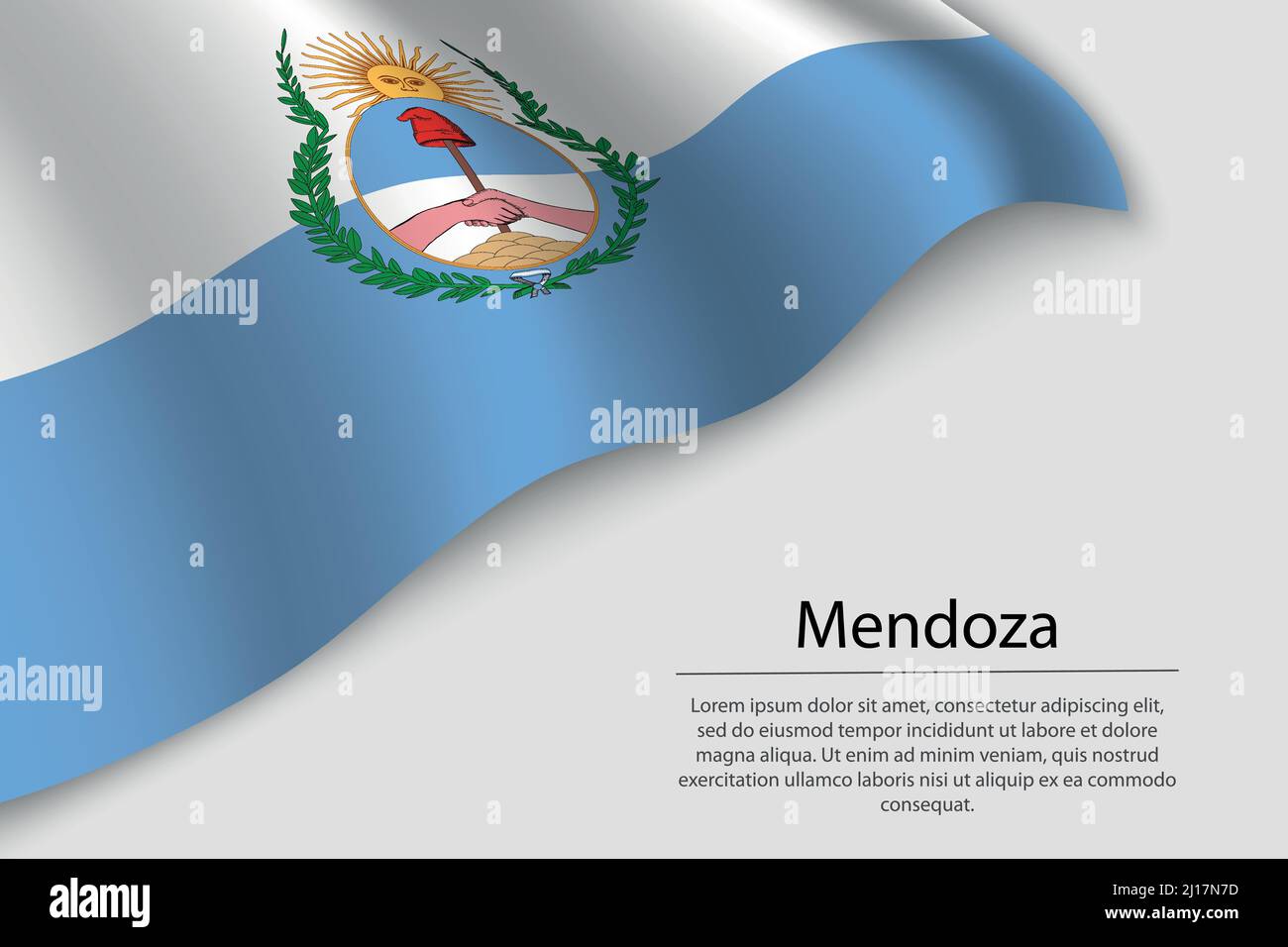 La bandiera di Mendoza è uno stato dell'Argentina. Modello vettoriale banner o nastro Illustrazione Vettoriale