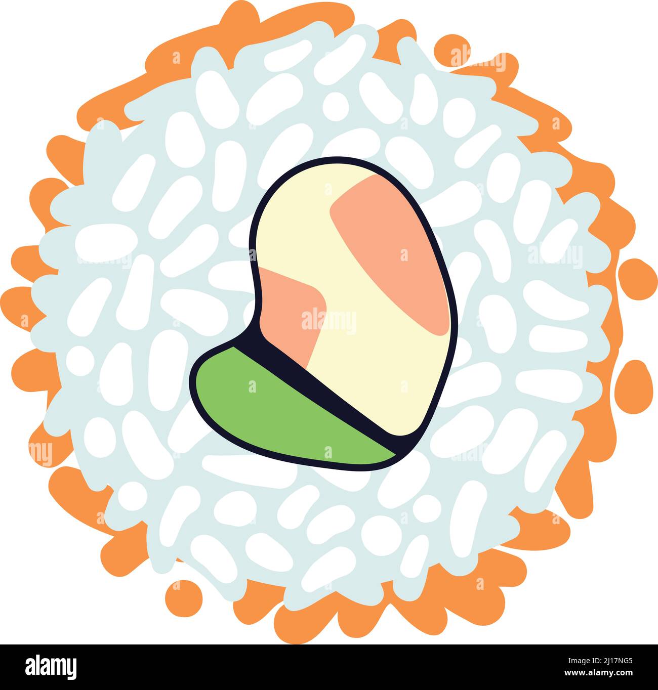 Rotolo di pesce. Cucina tradizionale giapponese. Fumetto maki Illustrazione Vettoriale