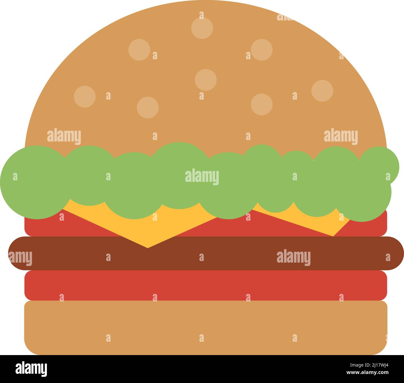 Icona Burger. Bun fresco con carne e verdure. Simbolo fast food Illustrazione Vettoriale