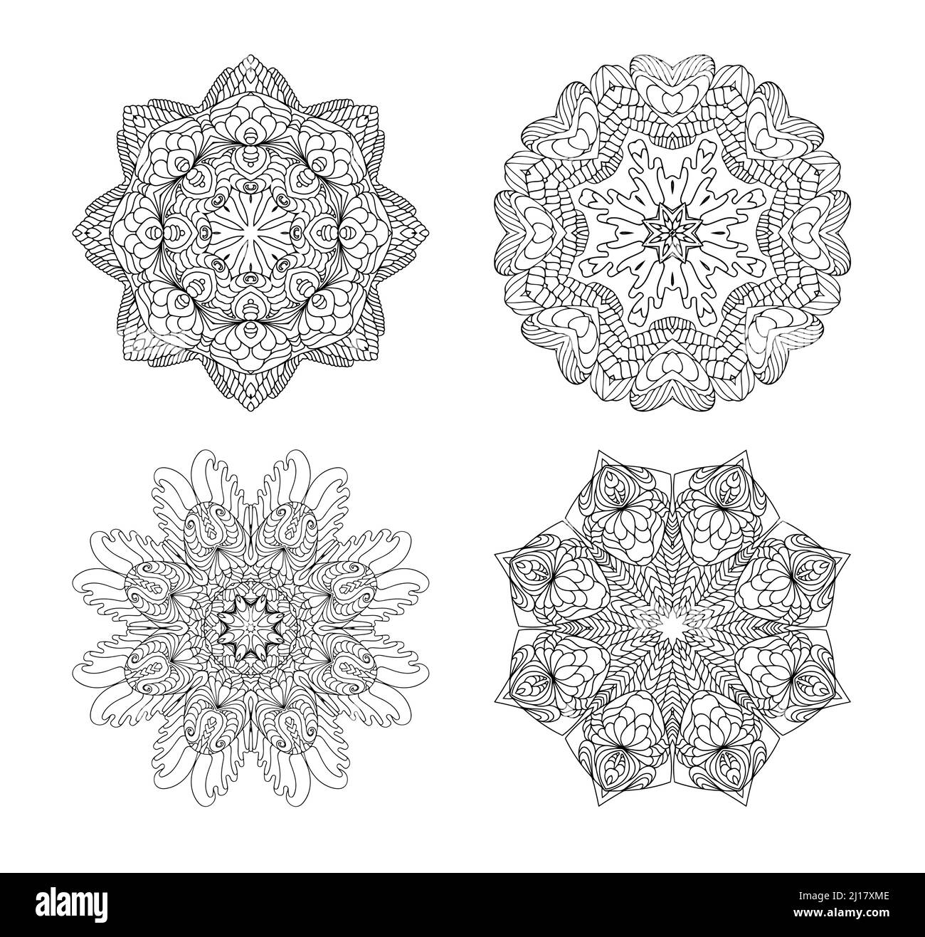 Ripetizione ornamentosa rotonda. Sfondo disegnato a mano. Illustrazione Vettoriale