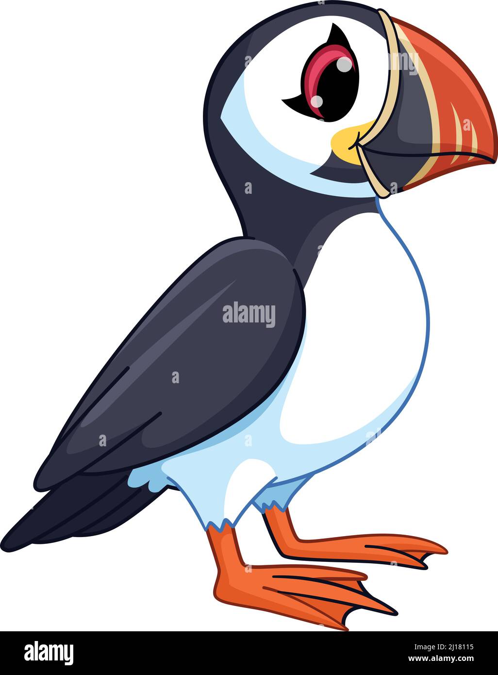 Puffin artico. Cartoon Seabird. Simpatico uccello nordico Illustrazione Vettoriale