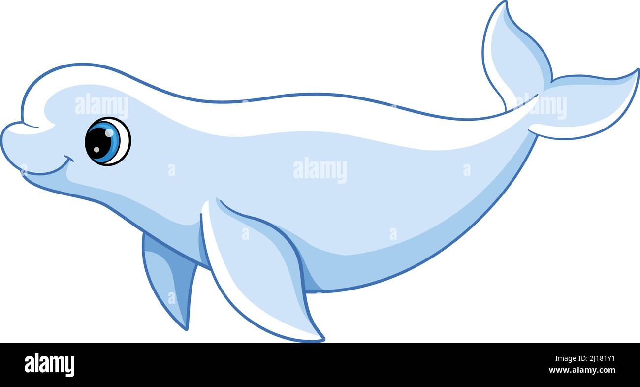 Beluga bambino. Animale marino artico. Personaggio cartoon Illustrazione Vettoriale