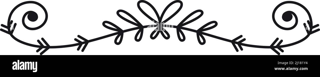 Testata decorativa con vortici ornati. Bordo elegante della pagina Illustrazione Vettoriale