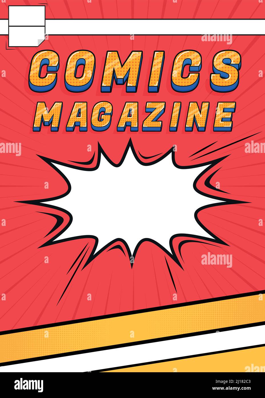 Modello di copertina della rivista Comics. Poster in stile retrò Illustrazione Vettoriale