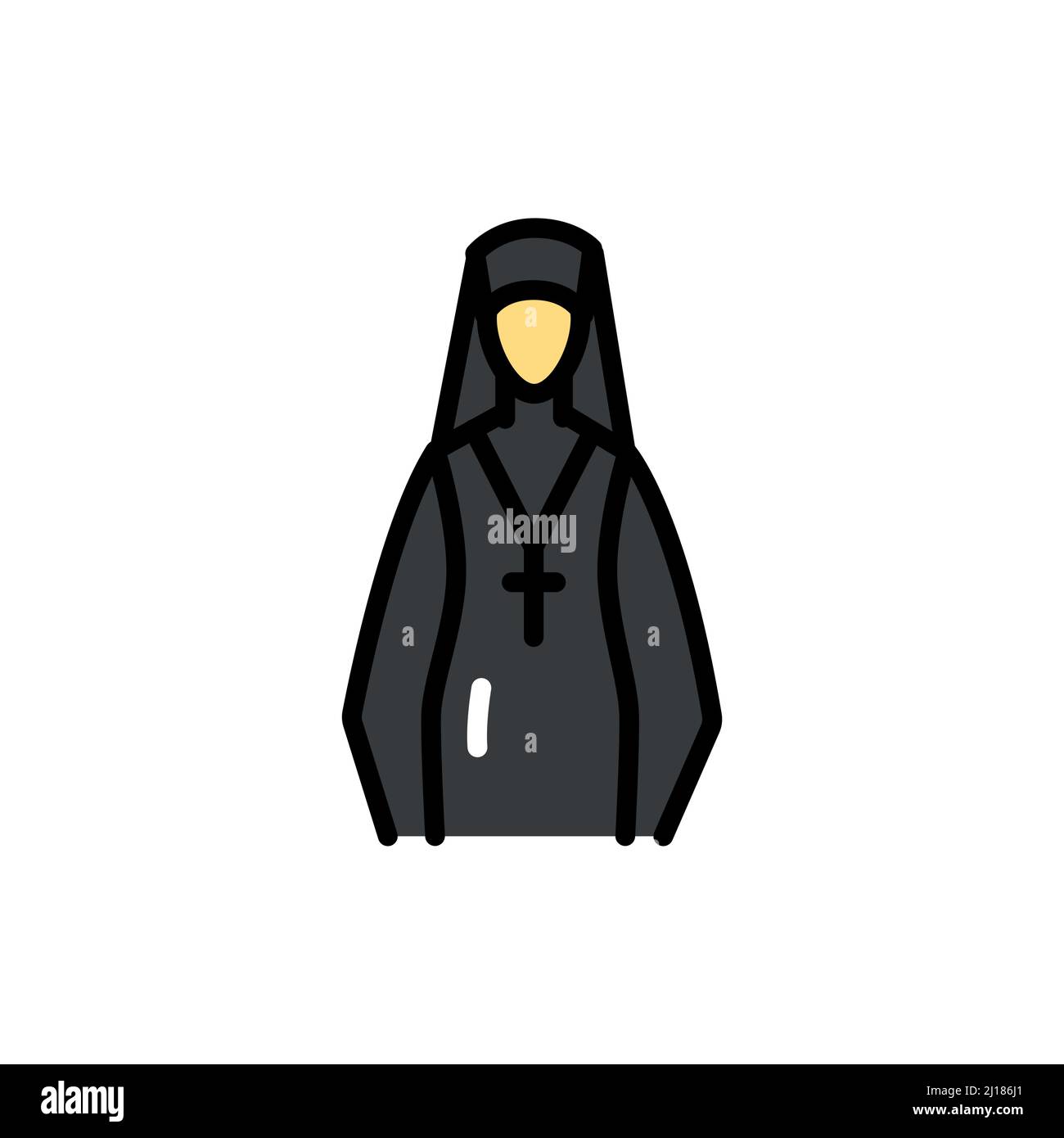 Icona del colore della linea Nun. Elemento vettoriale isolato. Pittogramma a contorno per pagina web, app mobile, promo Illustrazione Vettoriale